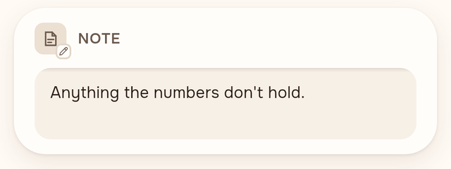 A Note card with a line of free text.